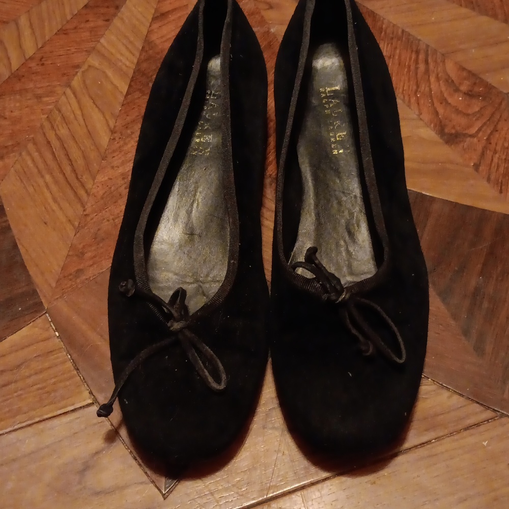 RALPH LAUREN BLACK VELVEY BALLET FLAT 7 1/2